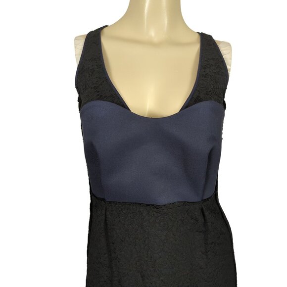 Sonia Rykiel Sleeveless lace black navy blue cocktail Sheath dress sz 38 sz 8 - Picture 8 of 16